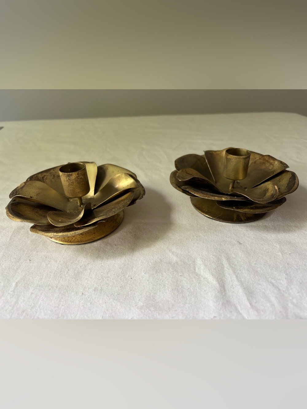 World Market Floral Candle Holders in Gold Tone